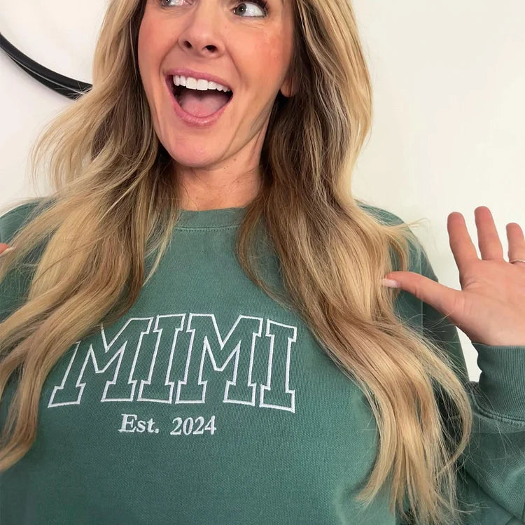 Custom Mama Embroidered Sweatshirt With Kids Names Sleeve | Mother&