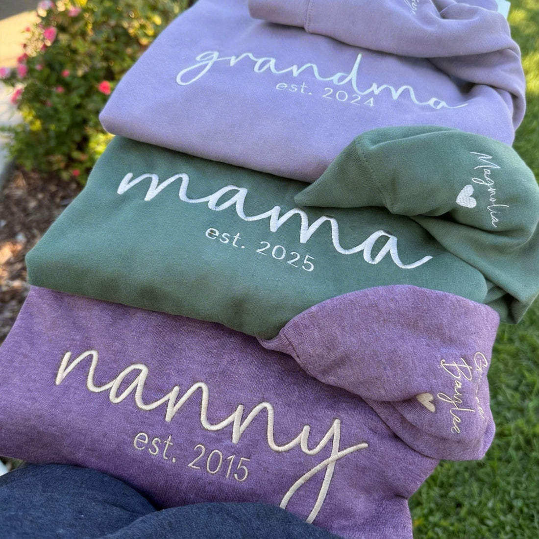 Custom mama Embroidered Sweatshirt with Kids Names on Sleeves | Mother&