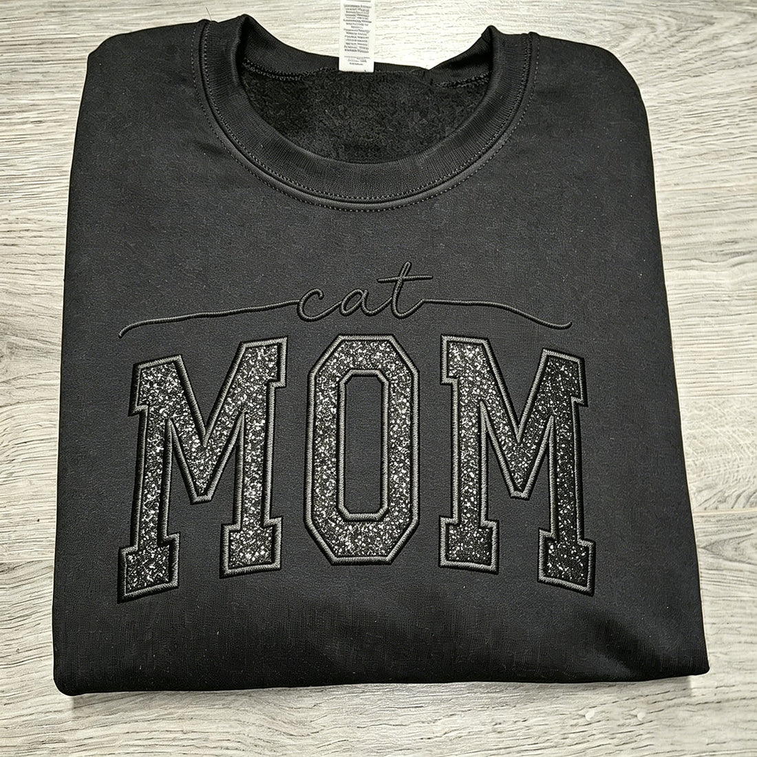 Custom Glitter Embroidered "Cat Mom" Sweatshirt | Mother&