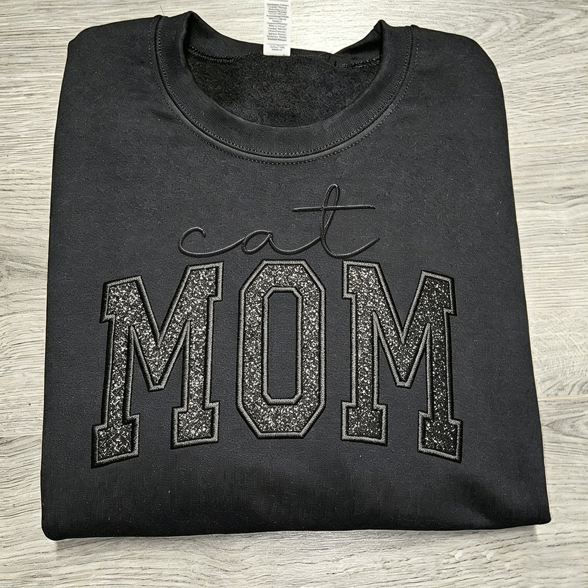 Custom Glitter Embroidered "Cat Mom" Sweatshirt | Mother&