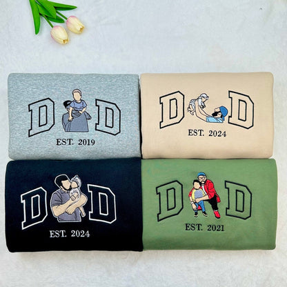 Custom Portrait from Photo Sweatshirt Embroidered Dad,Papa Sweatshirt