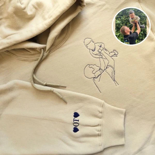 Custom Embroidered Photo Portrait Sweatshirt Gift for papà,papá,pai