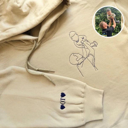 Custom Embroidered Photo Portrait Sweatshirt Gift for papà,papá,pai