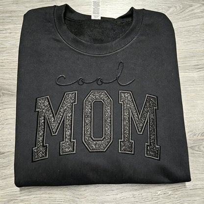 Custom Glitter Embroidered "Cool Mom" Sweatshirt | Mother's Day Gift