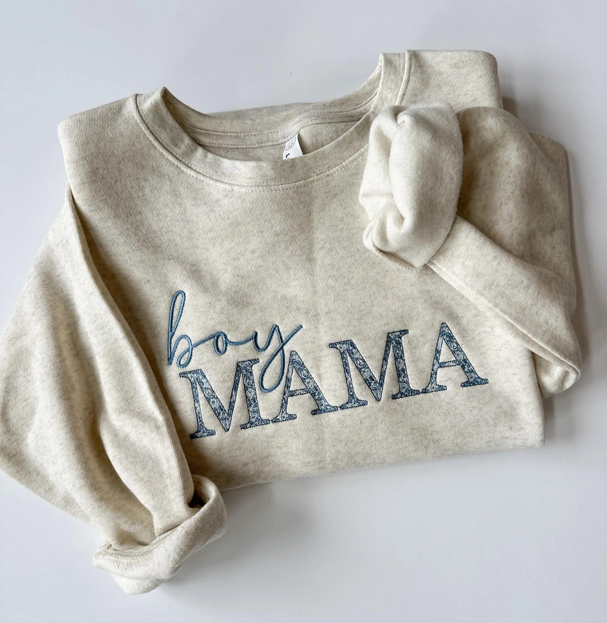 Girl Mama Embroidered Sweatshirt with Floral Pattern Mama Sweatshirt Embroidered for Girl Mom Sweatshirt with Chinoiserie Pattern