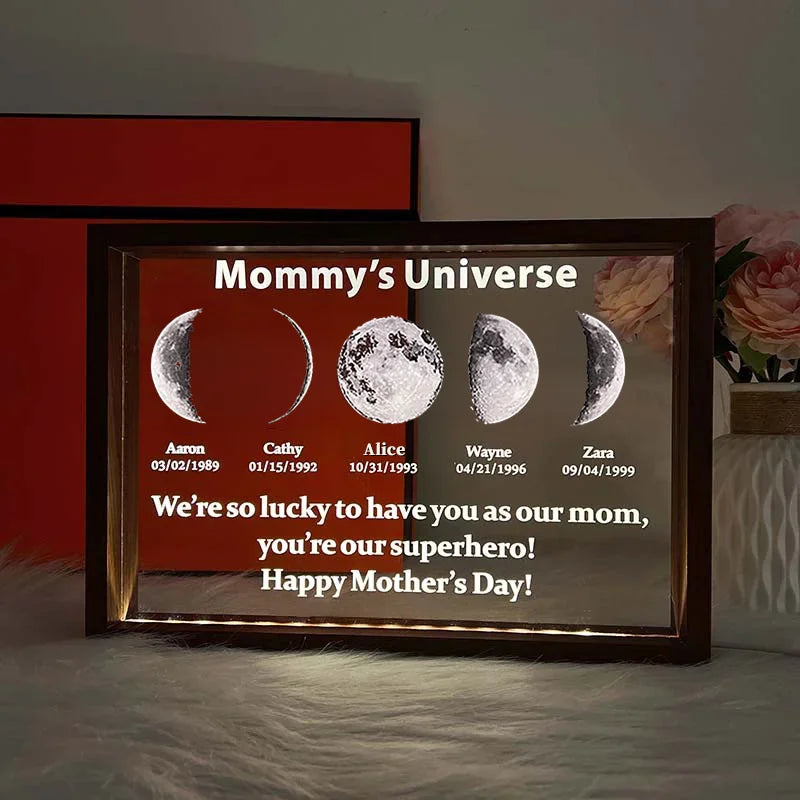 We Are So Lucky - LED Light Frame with Custom Text &amp; Date - Mommy’s Universe