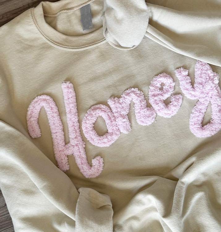 Custom Gigi Honey Name Chenille Yarn Embroidered Sweatshirt