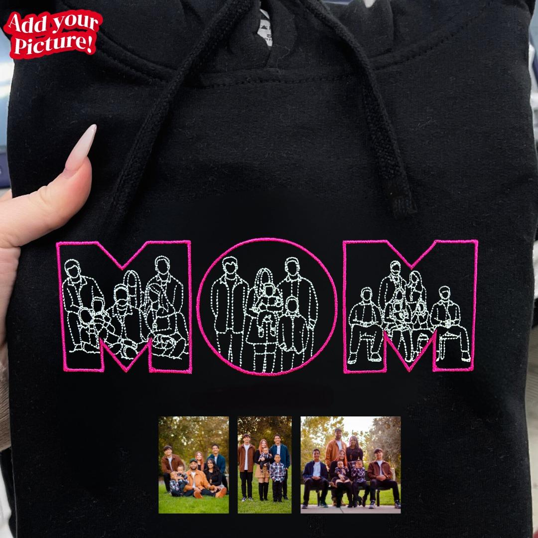 Custom Embroidered "MOM" Photo Portrait Sweatshirt | Mother&