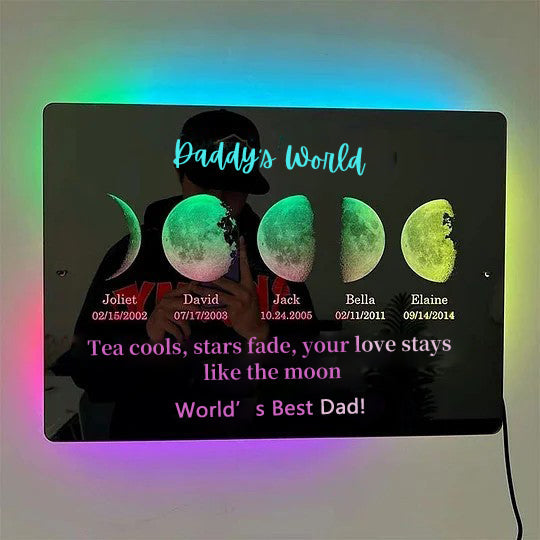 Custom Led Mirror Light Frame With Text And Date-Mum&