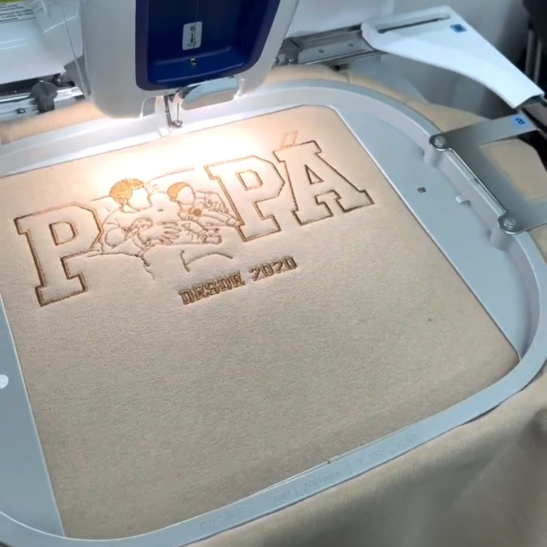 Custom Papa, Papi Portrait Sweatshirt, Personalised Embroidered Gift from Photo