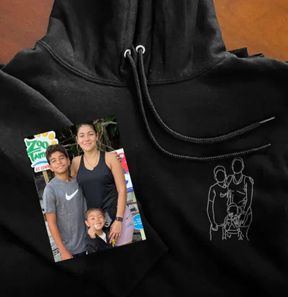 Custom Parent-Child Photo Outline Embroidered Sweatshirt - Surprise Mother's Day gift
