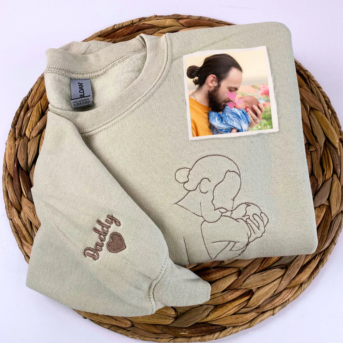 Custom Embroidered Photo Portrait Sweatshirt Gift for papà,papá,pai