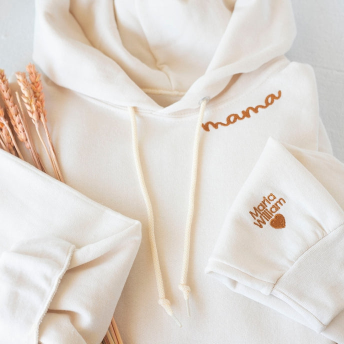 Custom Collared Mama Hoodie Personalized Embroidered Mom Hoodie with Kids Name Gift for Mother&