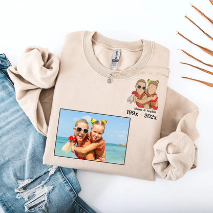 Custom Embroidered Photo Portrait T-shirt Hoodie For Mom - Unique Mother&