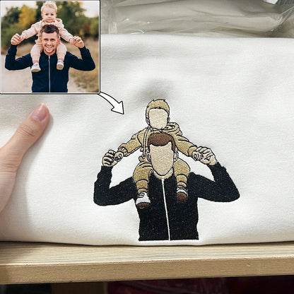 Custom Embroidered Photo Portrait Sweatshirt For papà, papá, dad