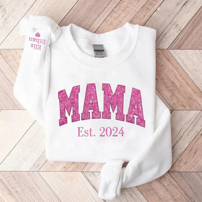 Custom Sequin Embroidered Mama Sweatshirt Mothers Day Gift for Mom
