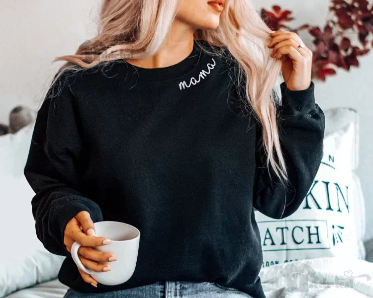 Custom Embroidered Mom Sweatshirt with name on Sleeve | Mother&