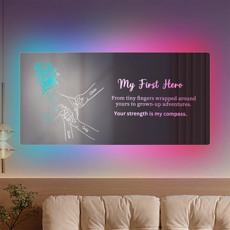 Hand in Hand Personalized Mom and Kids Personalized Mirror Light - Creative Mother&