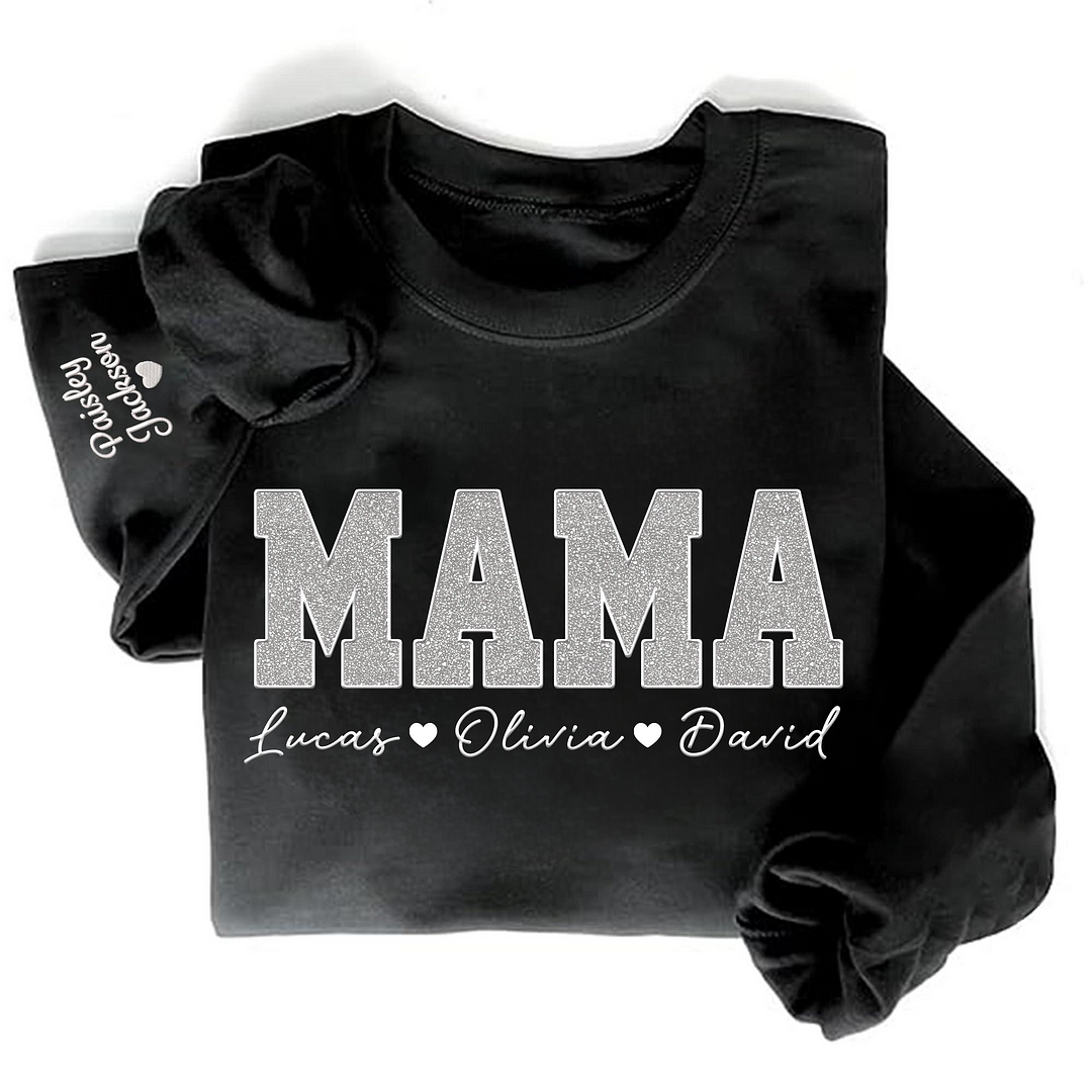 Custom Mom Glitter Embroidered Sweatshirt With Loving Children‘s Name | Mother&