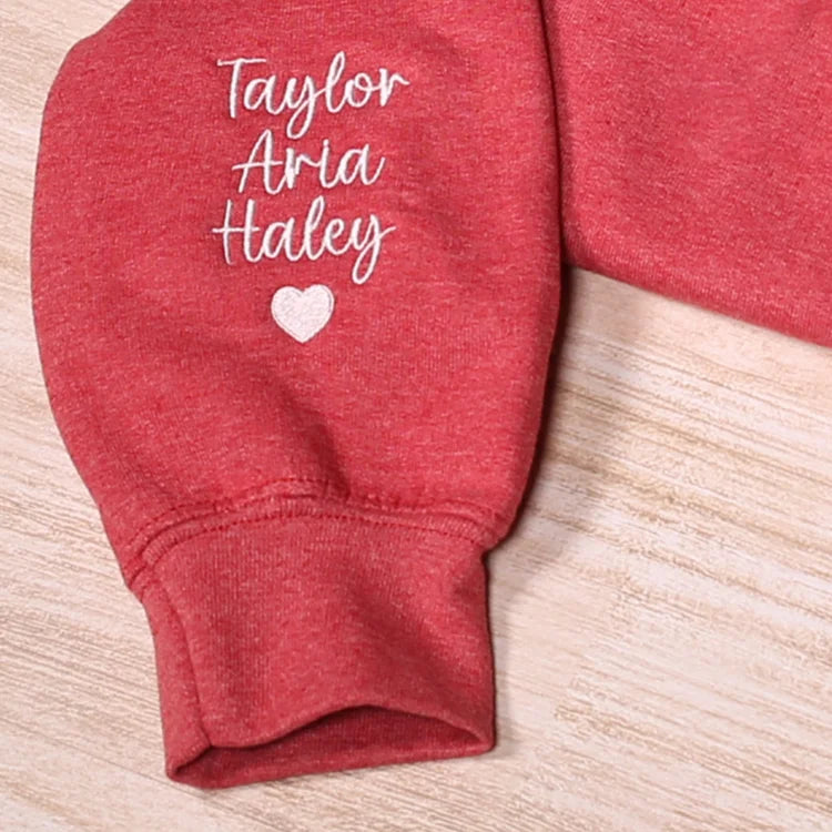 Custom Mama Embroidered Sweatshirt With Kids Names Sleeve | Mother&