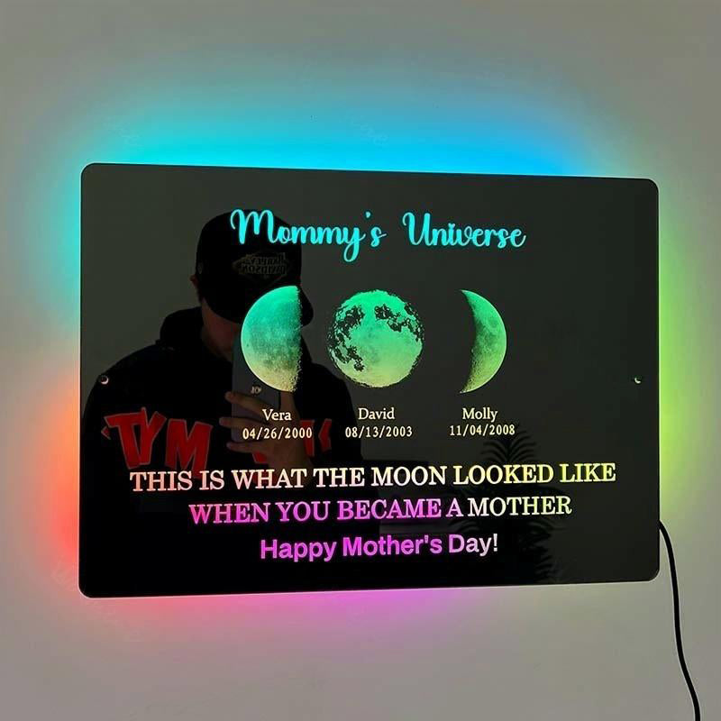 Custom Led Mirror Light Frame With Text And Date-Mum&