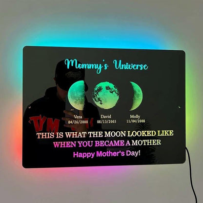 Custom Led Mirror Light Frame With Text And Date-Mum's Universe