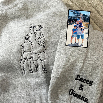 Custom Embroidered Photo Portrait Sweatshirt Gift for papà,papá,pai
