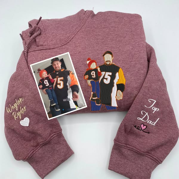 Custom Embroidered Photo Portrait Sweatshirt For papà, papá, dad