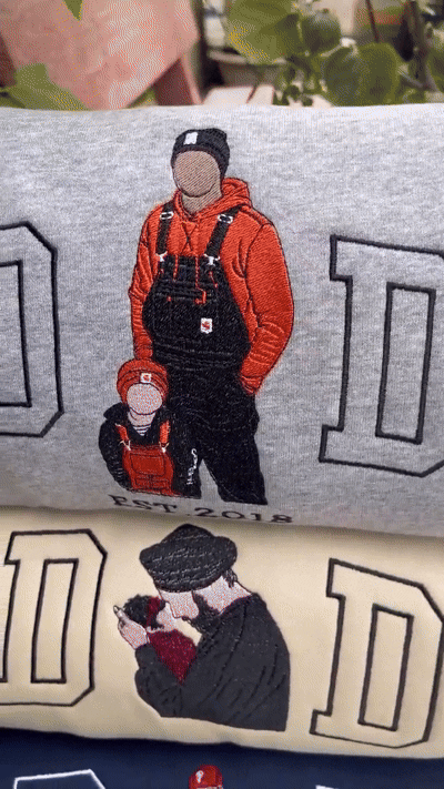 Custom Embroidered Portrait Sweatshirt for Dad | Father's Day Gift