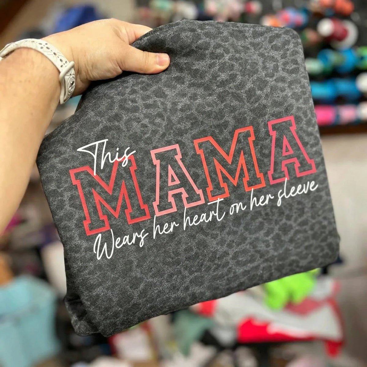 Wear Your Heart on Your Sleeve – Personalized Mama Leopard Sweatshirt with Kids’ Names