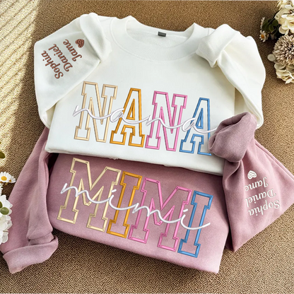 Custom Color Embroidered Nana Sweatshirt and Grandkids | Mother&