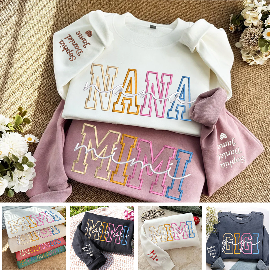 Custom Color Embroidered Nana Sweatshirt and Grandkids | Mother&