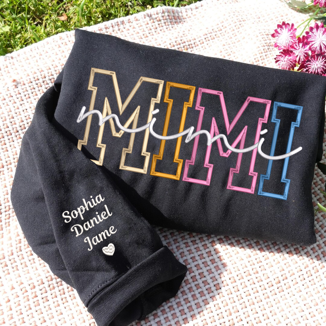 Custom Color Embroidered Nana Sweatshirt and Grandkids | Mother&