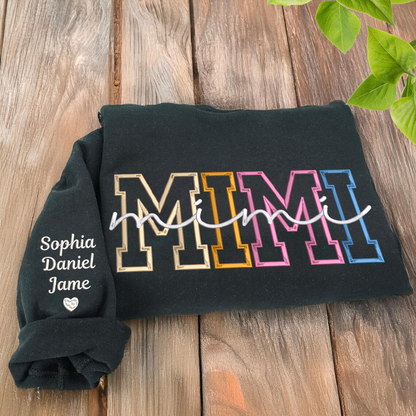 Custom Color Embroidered Nana Sweatshirt and Grandkids | Mother&