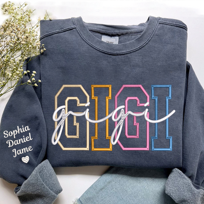 Custom Color Embroidered Nana Sweatshirt and Grandkids | Mother&