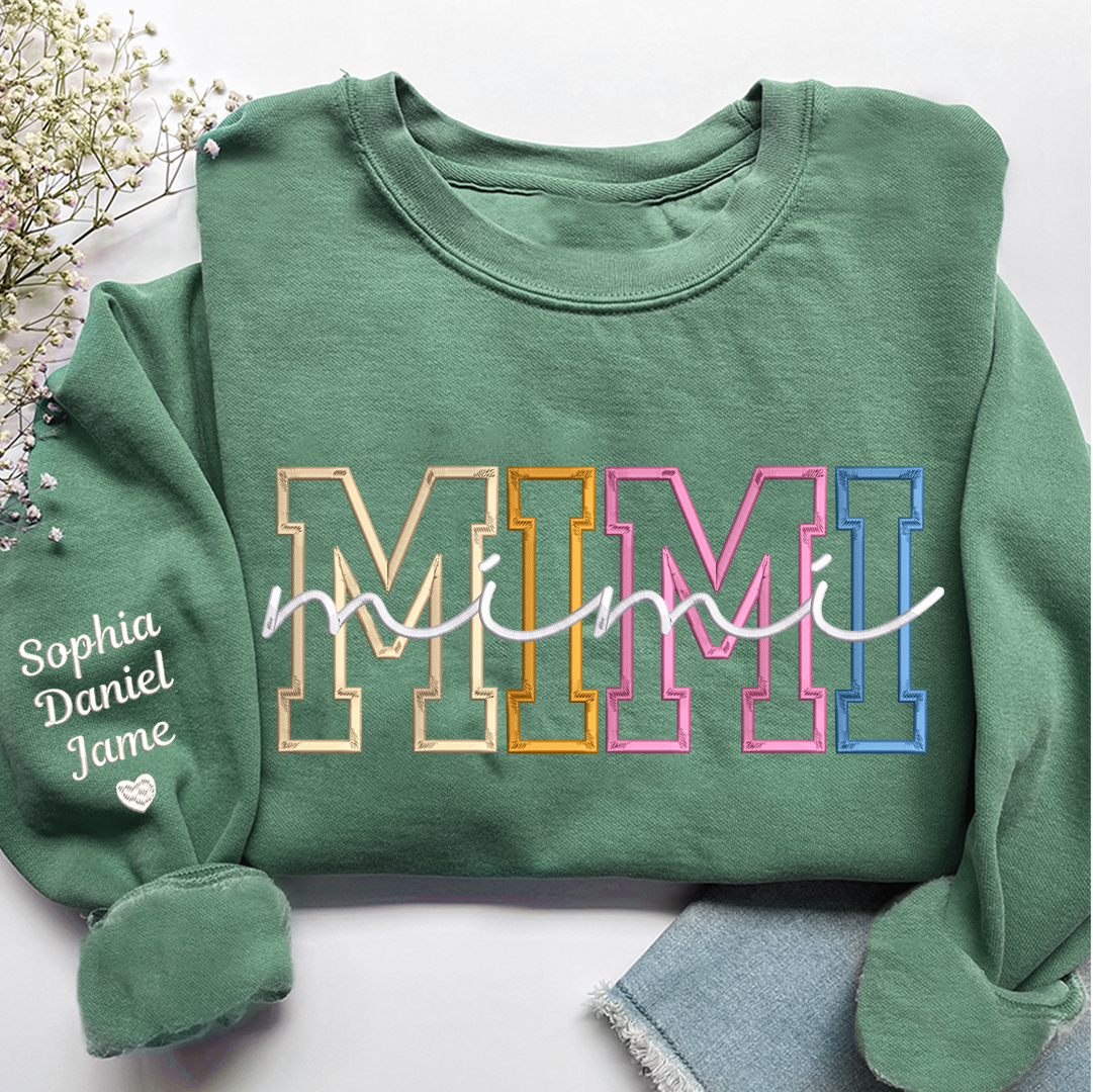 Custom Color Embroidered Nana Sweatshirt and Grandkids | Mother&