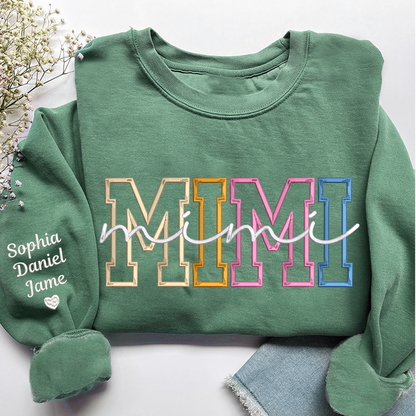 Custom Color Embroidered Nana Sweatshirt and Grandkids | Mother&