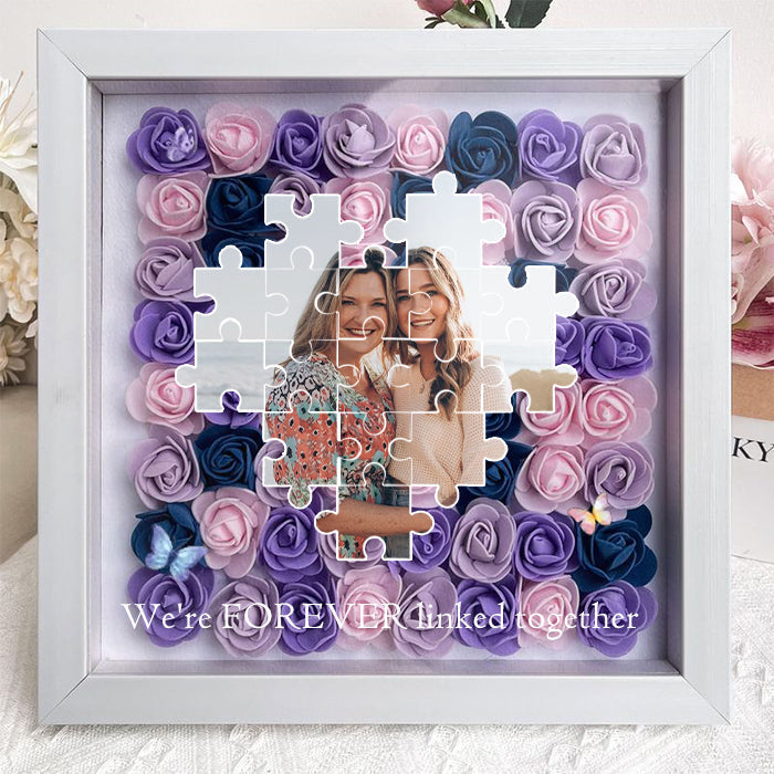 Personalized The Day You Became My Mother Puzzle Photo Flower Shadow Box | Mother’s Day gift