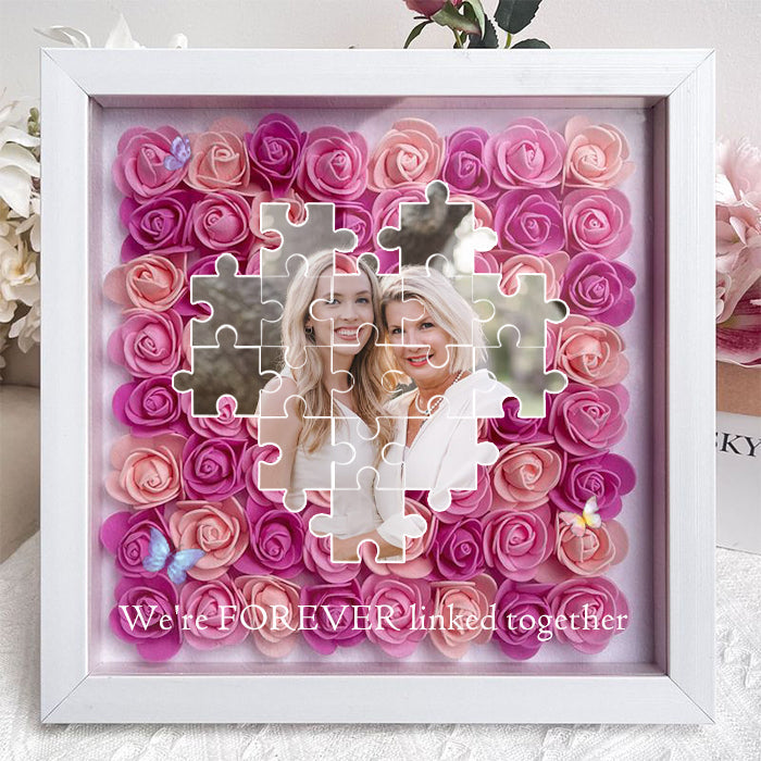 Personalized The Day You Became My Mother Puzzle Photo Flower Shadow Box | Mother’s Day gift