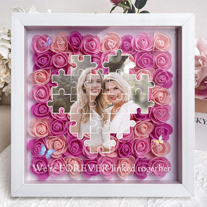Personalized The Day You Became My Mother Puzzle Photo Flower Shadow Box | Mother’s Day gift