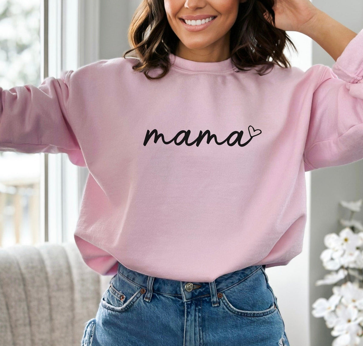 Personalized Mama Sweatshirt with Kid Names on Sleeve Mother&