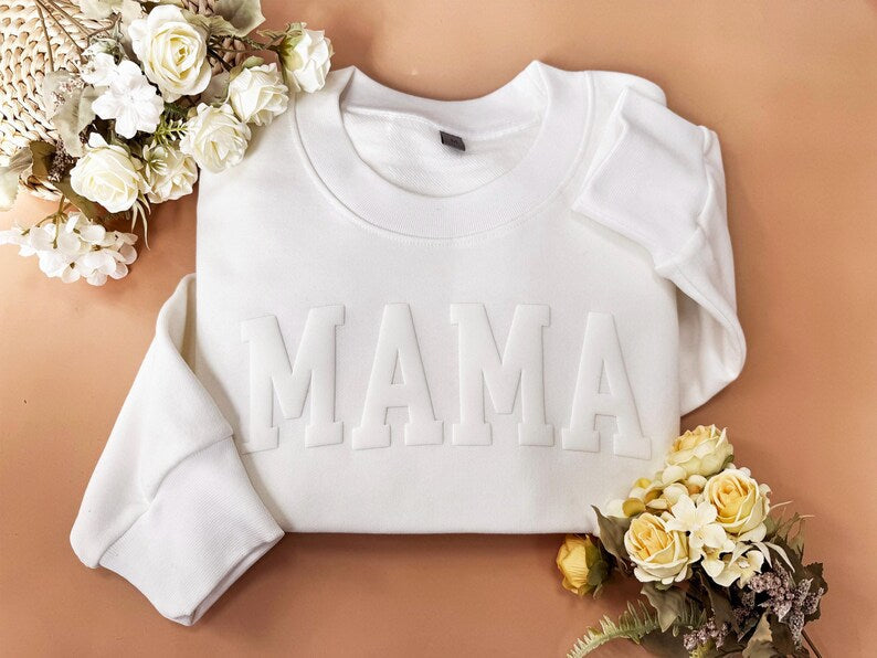 Custom 3D Puff Mama Sweatshirt - Gift for Mom