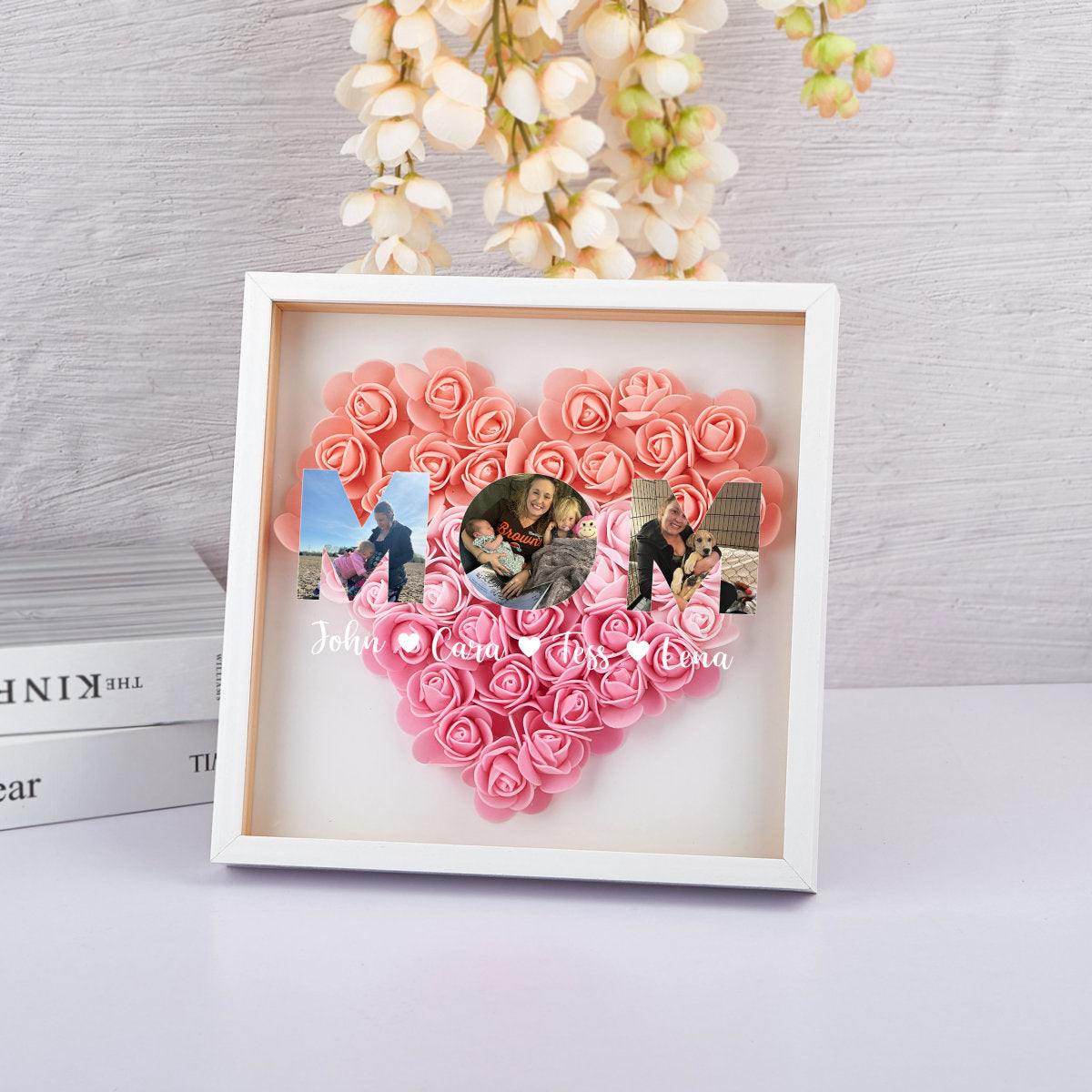 Personalized for Mom Flower Shadow Box, Handcrafted Mom&