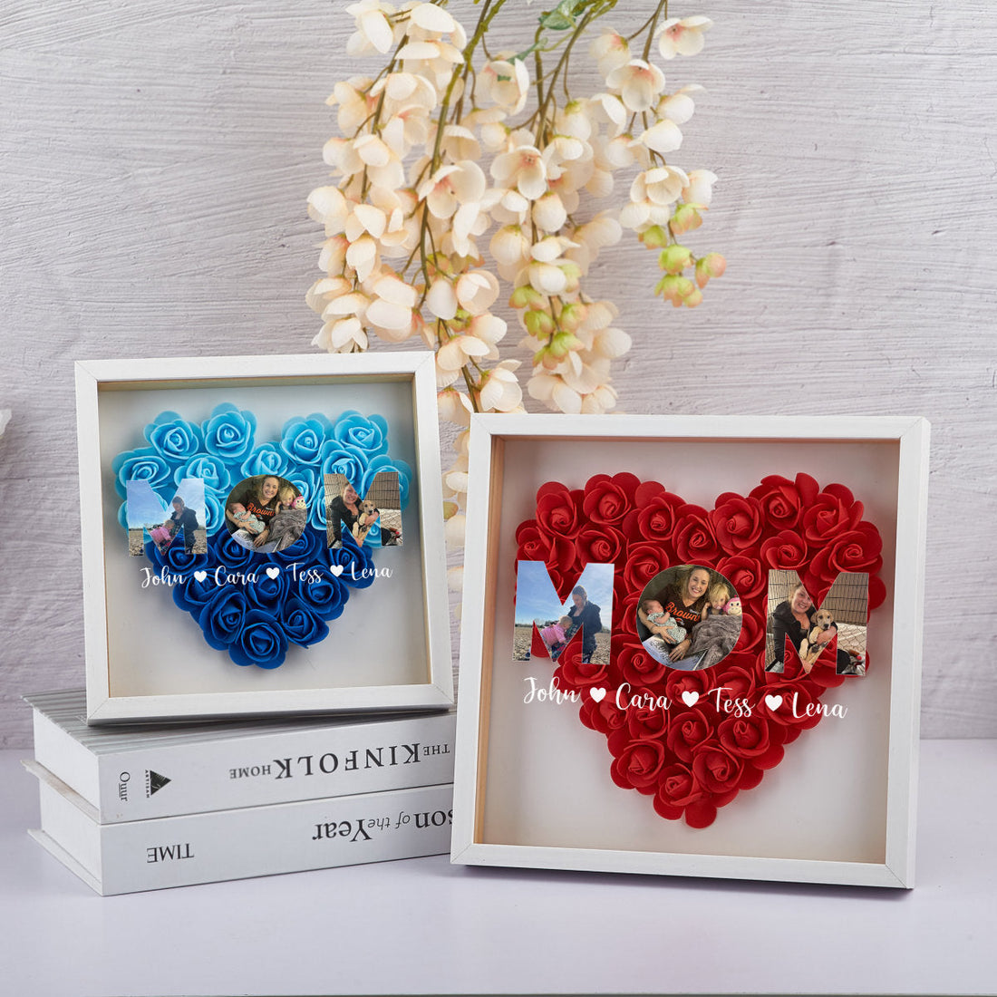Personalized for Mom Flower Shadow Box, Handcrafted Mom&