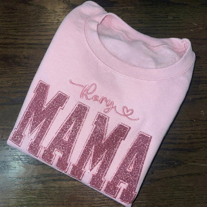 Custom Mama Glitter Embroidered Sweatshirt With Loving Children‘s Name | Mother&