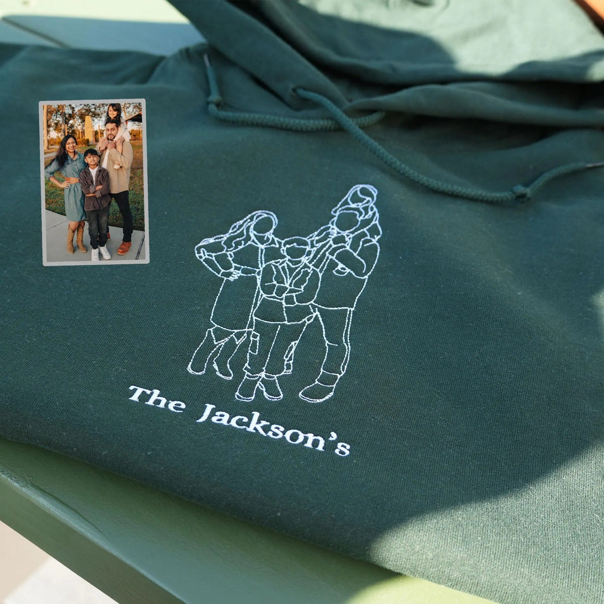 Custom Parent-Child Photo Outline Embroidered Sweatshirt - Surprise Mother&