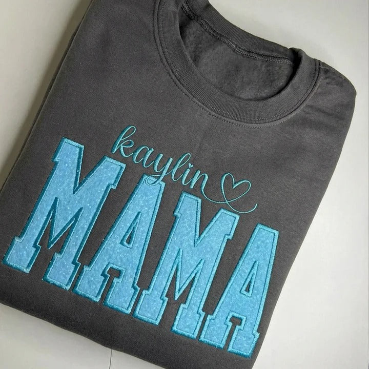 Custom Mama Glitter Embroidered Sweatshirt With Loving Children‘s Name | Mother&