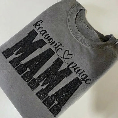 Custom Mama Glitter Embroidered Sweatshirt With Loving Children‘s Name | Mother&