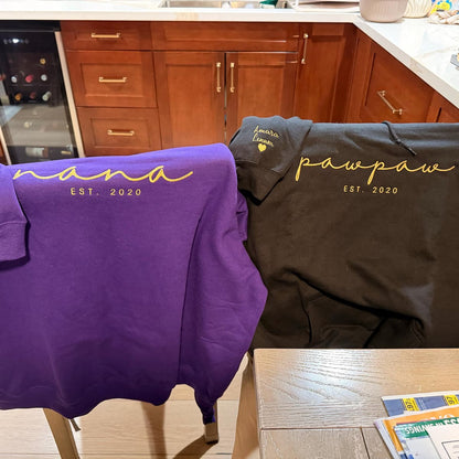 Custom Embroidered Mama Est Year Sweatshirt | Name On Sleeve With Heart, Grandma Shirt With Date | Gift For New Mom, Mothers Day Gift