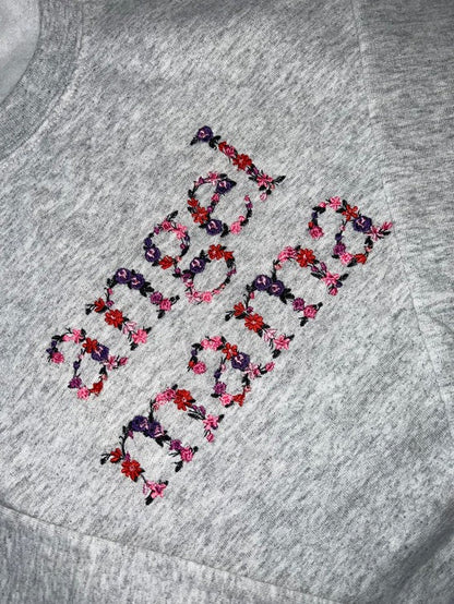 Custom Embroidered Angel Mama Floral Sweatshirt/Hoodie with Baby&